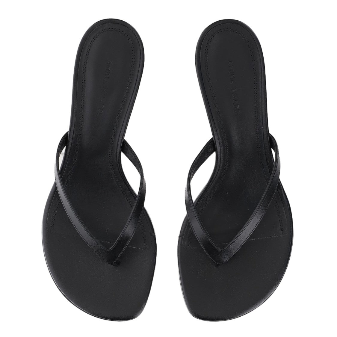 Amina Muaddi Sculpted Heel Leather Sandals With Thong Design
