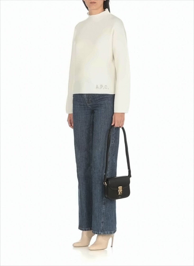 A.P.C. Structured Black Leather Crossbody Bag With Gold-Tone Clasp