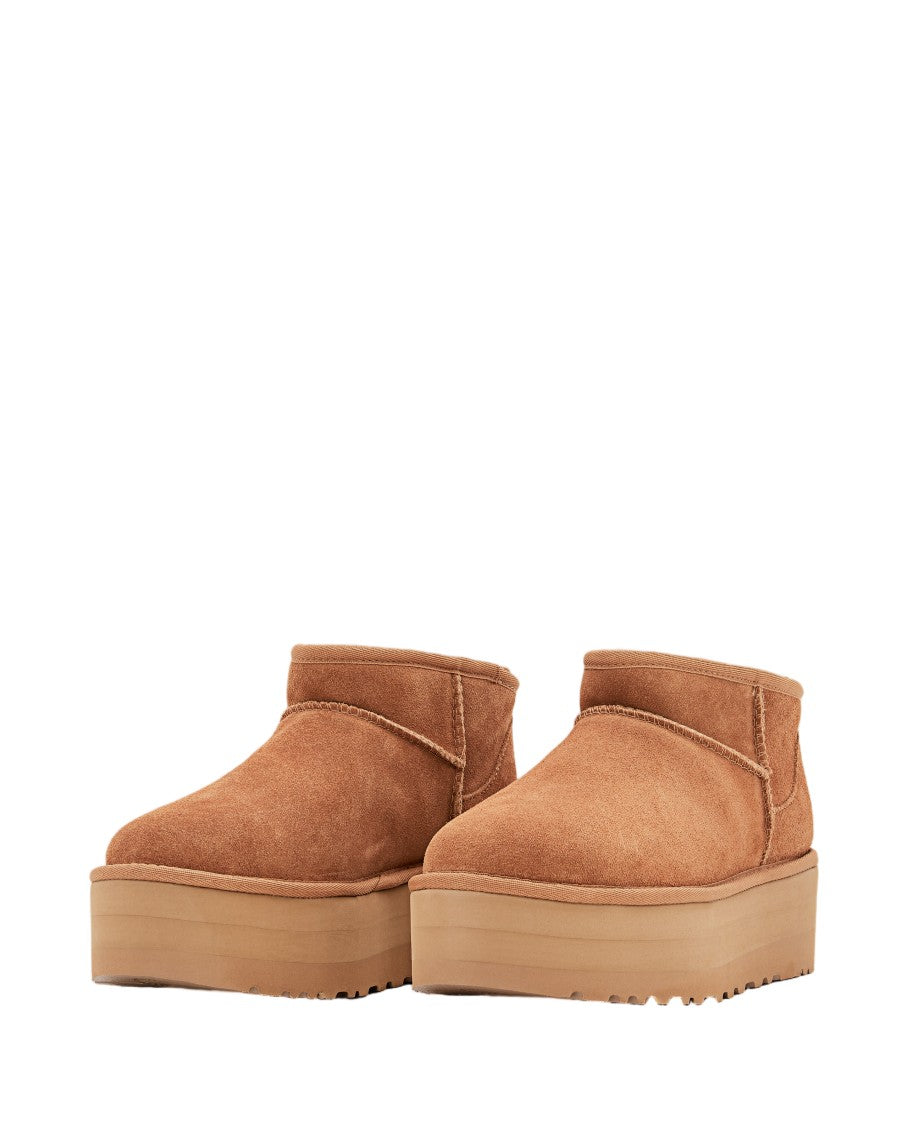 Ugg Brown Classic Ultra Mini Platform Shearling Boots