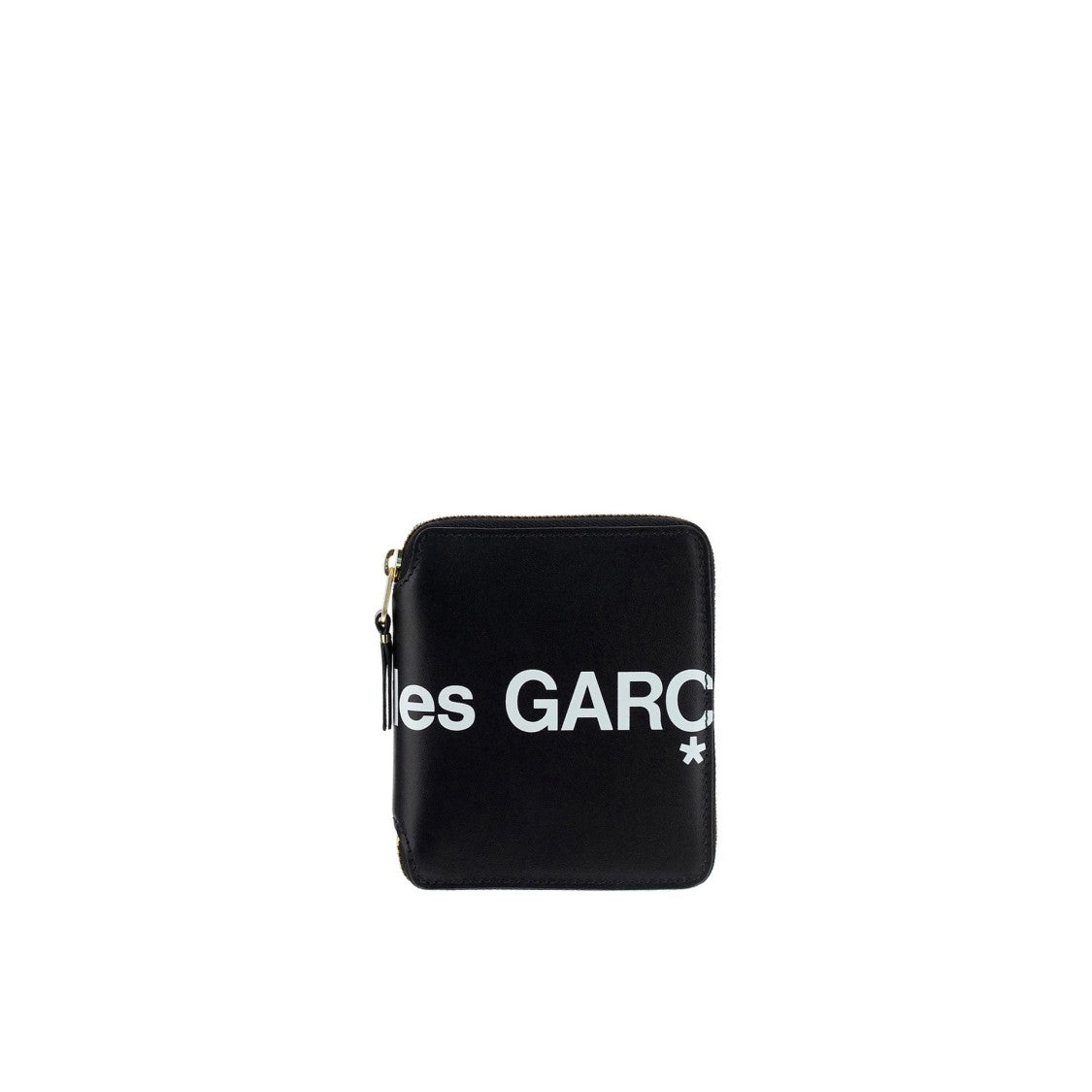 Comme Des Garçons Compact Black Leather Wallet With Contrast Logo Print