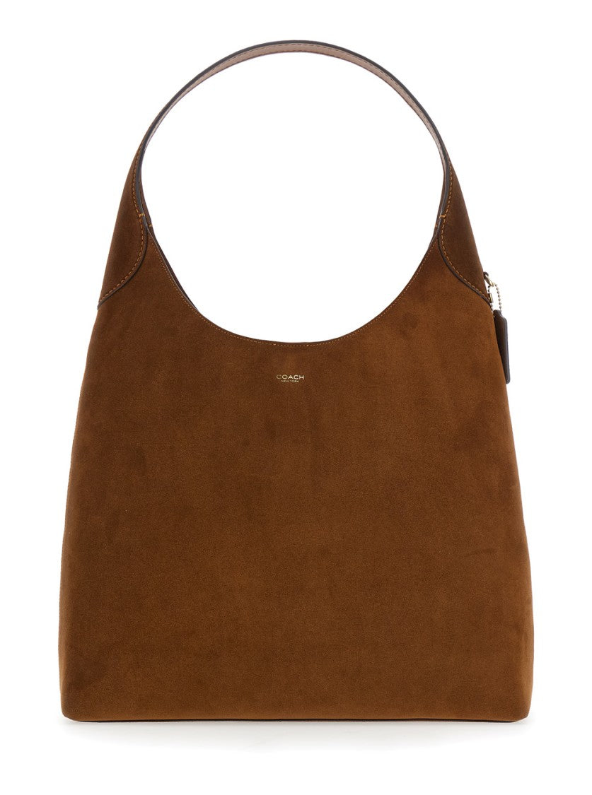 Coach Rounded Suede Shoulder Bag With Design