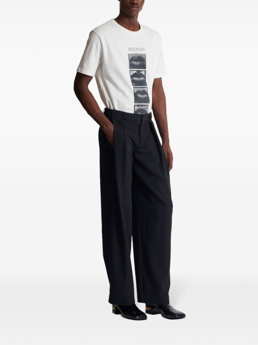 Balmain Mid-Rise Black Virgin Wool Trousers