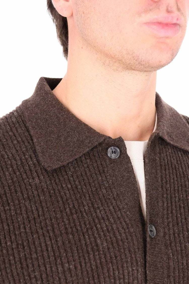 Barba Ribbed Wool Buttoned Shirt With Collar