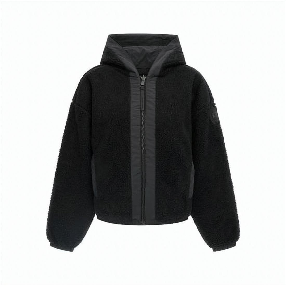 Canada Goose Dual-Texture Black Jacket With Hood And Concealed Zipper