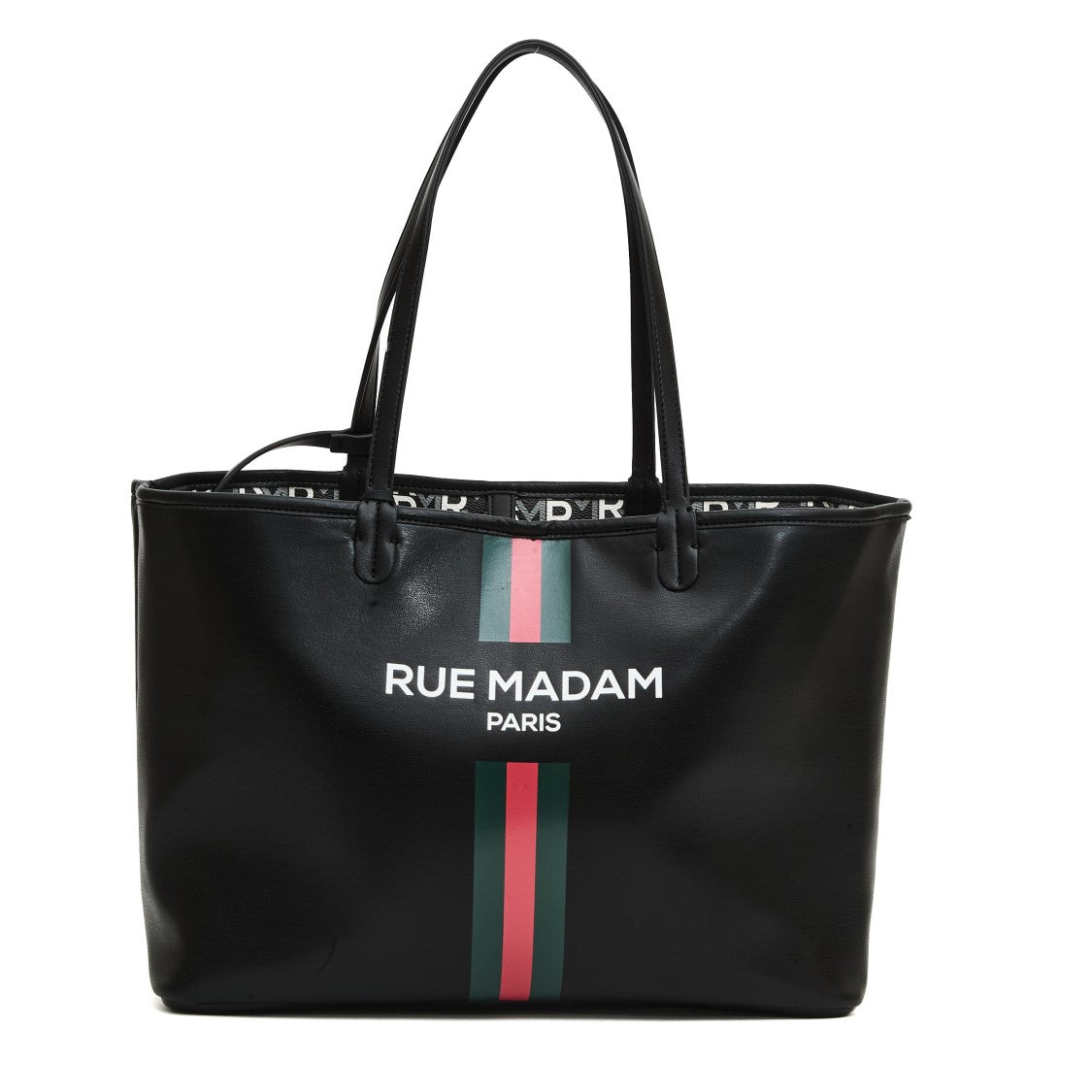 Rue Madame Black Eco-Leather Shopping Bag With Logo