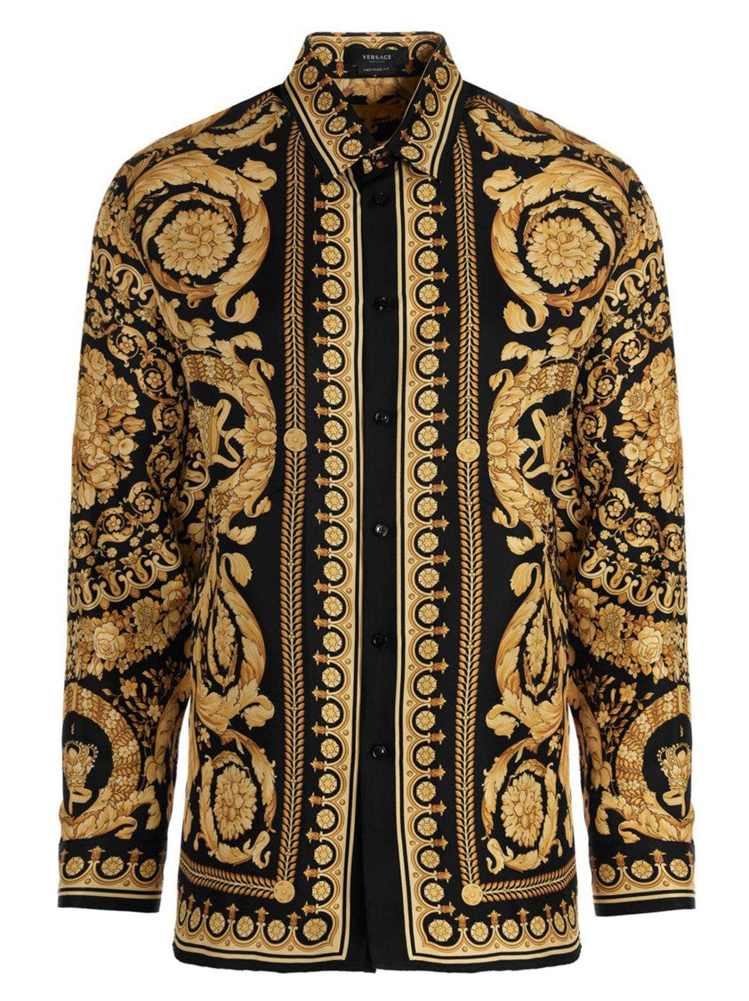 Versace Intricate Barocco Print Silk Shirt