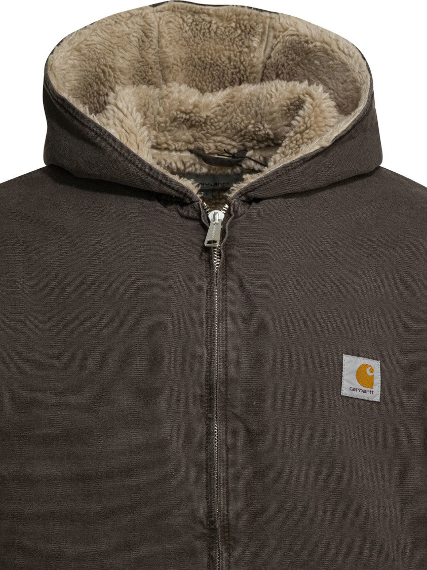Carhartt Wip Classic Brown Cotton Jacket With Sherpa Fleece Lining