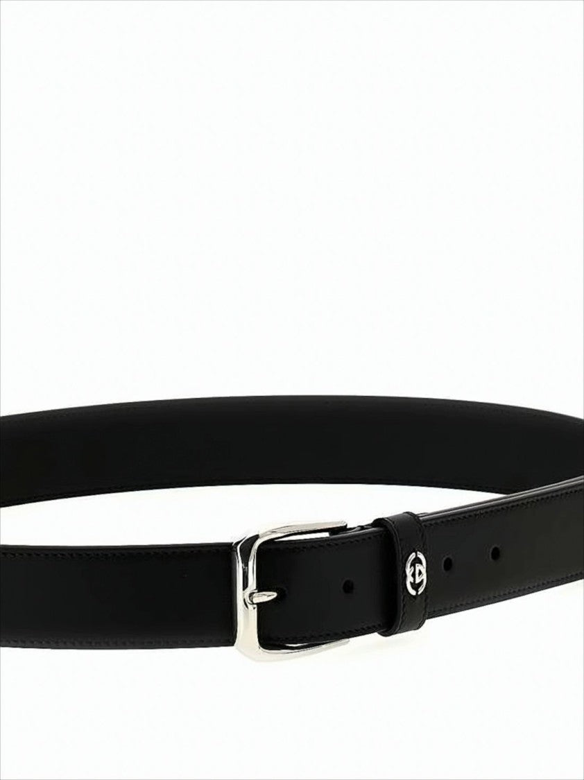 Gucci Smooth Polished Leather Belt With Silver Buckle