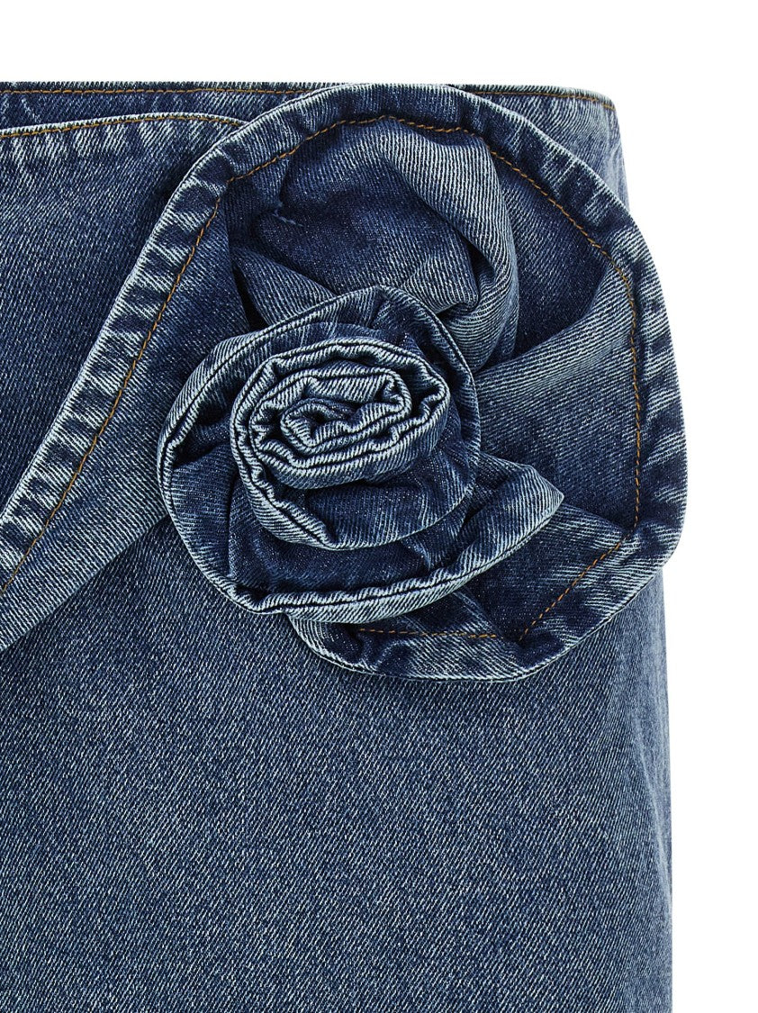 Magda Butrym Contrast-Stitched Cotton Denim Midi Skirt