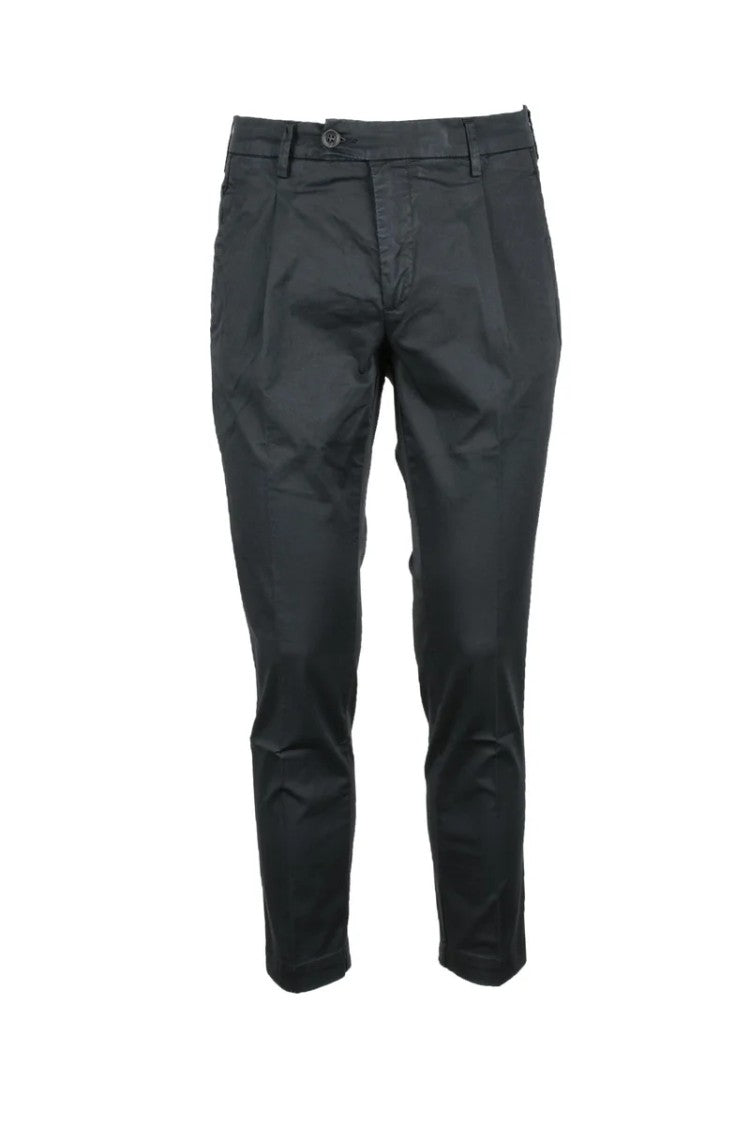 Bro Ship Slim Tapered Black Cotton Stretch Trousers
