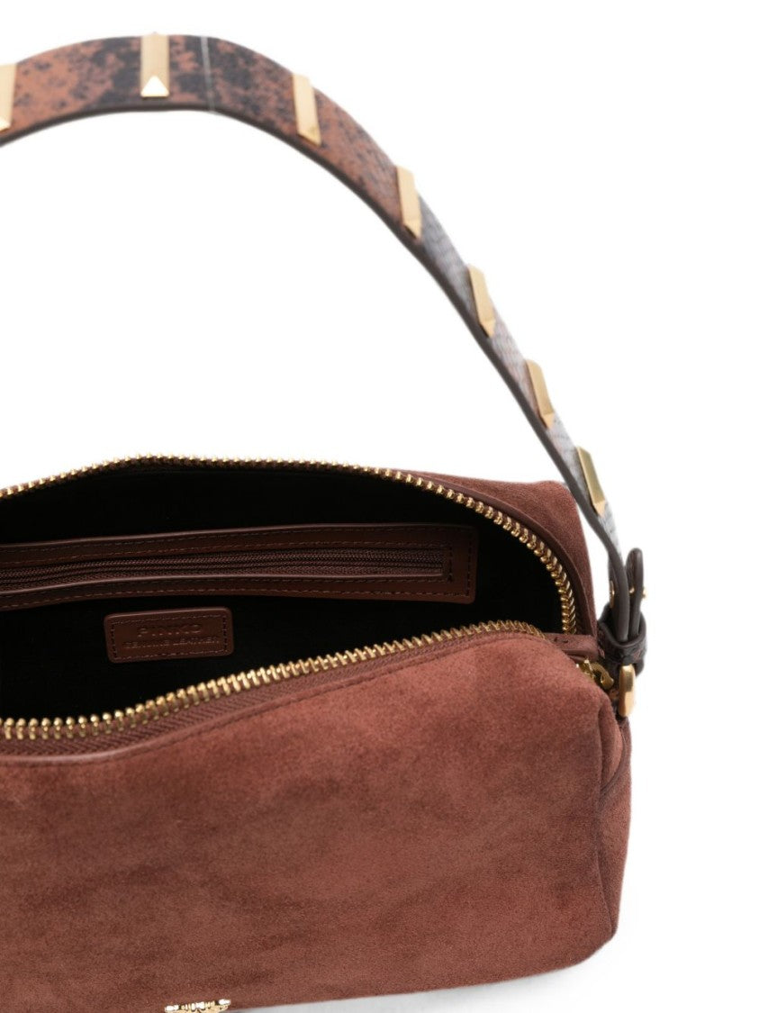 Pinko Brown Suede Shoulder Bag