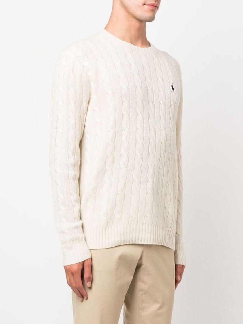 Polo Ralph Lauren White Cable-Knit Sweater