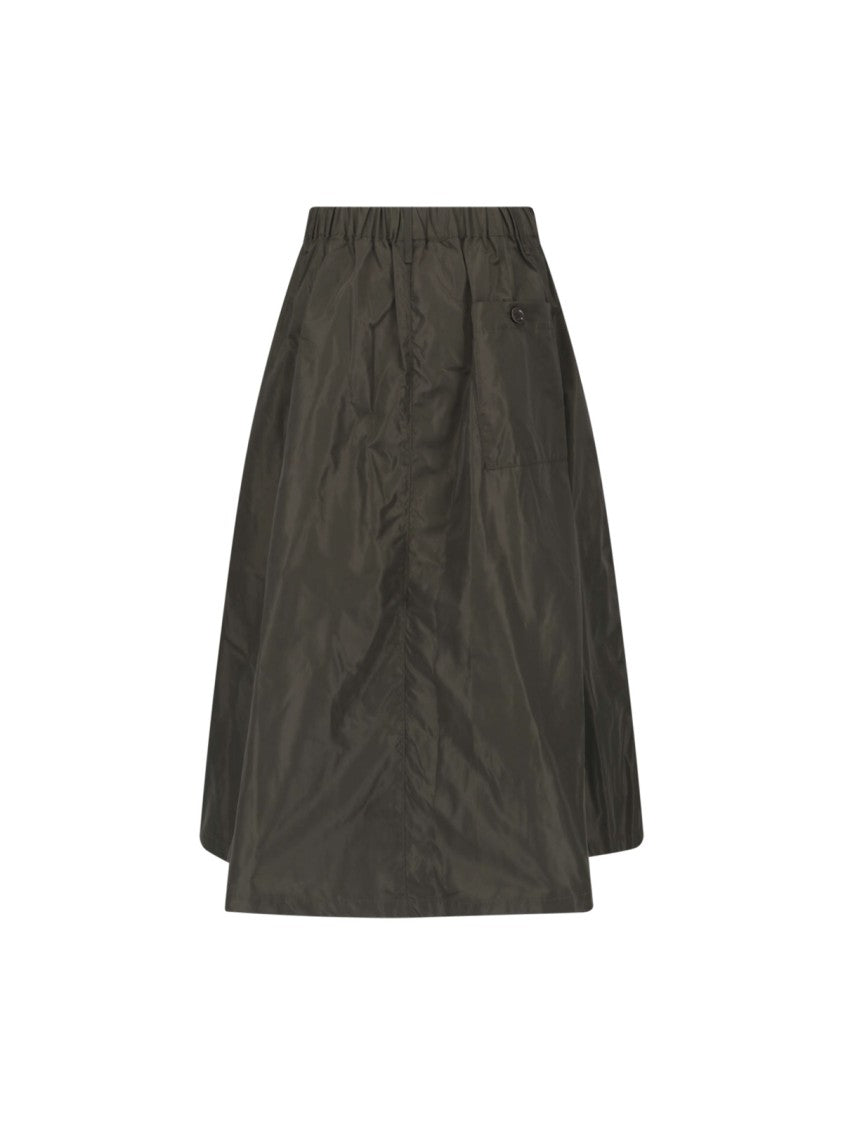 Aspesi Green Technical Fabric Elastic Waist Midi Skirt