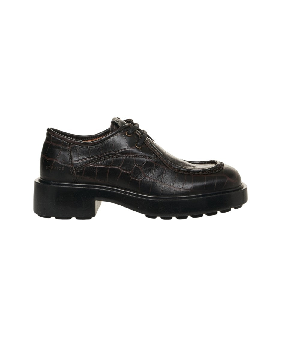 Copenaghen Crocodile-Effect Lace-Up Shoes With Sole