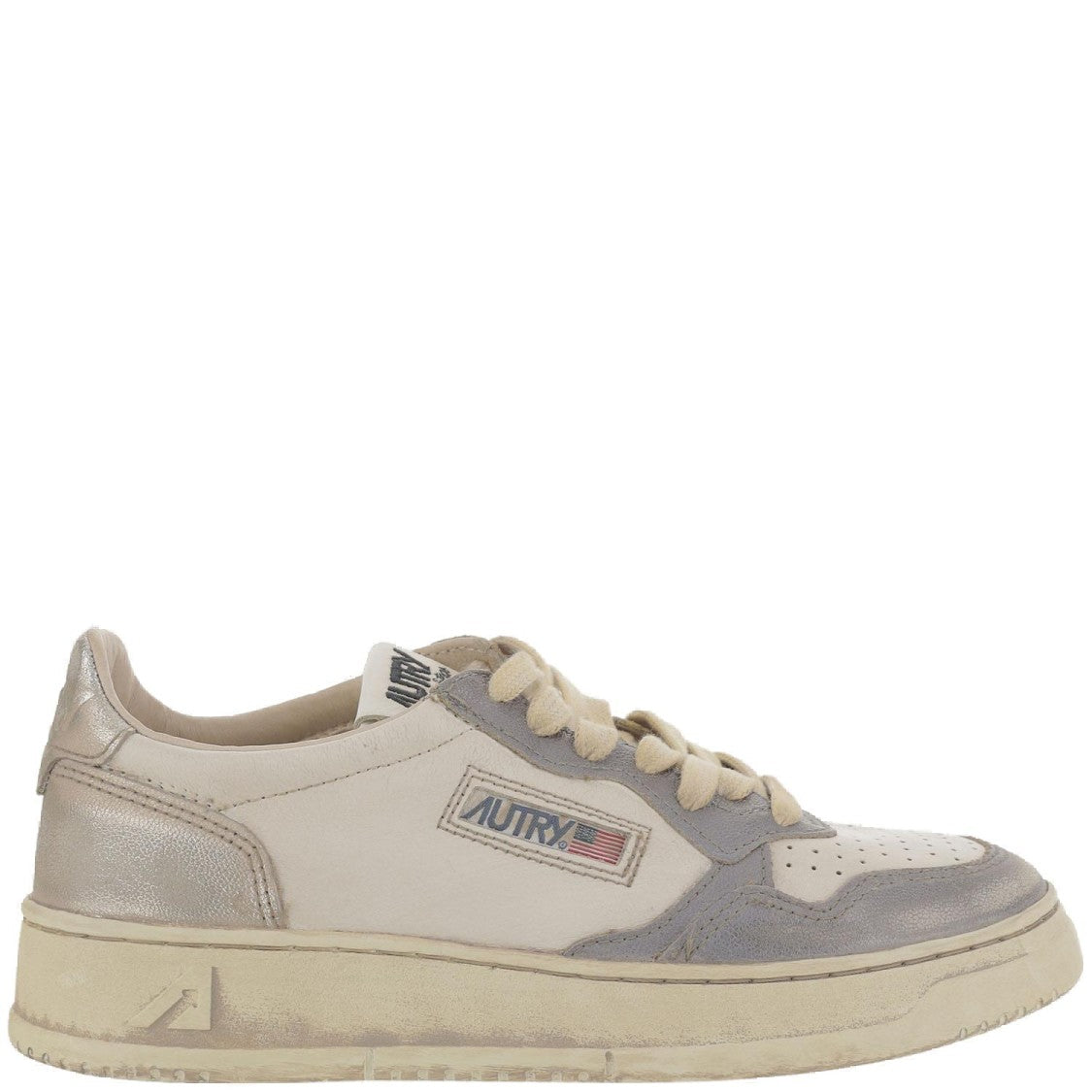 Autry Low-Top Leather Sneakers With Vintage Effect