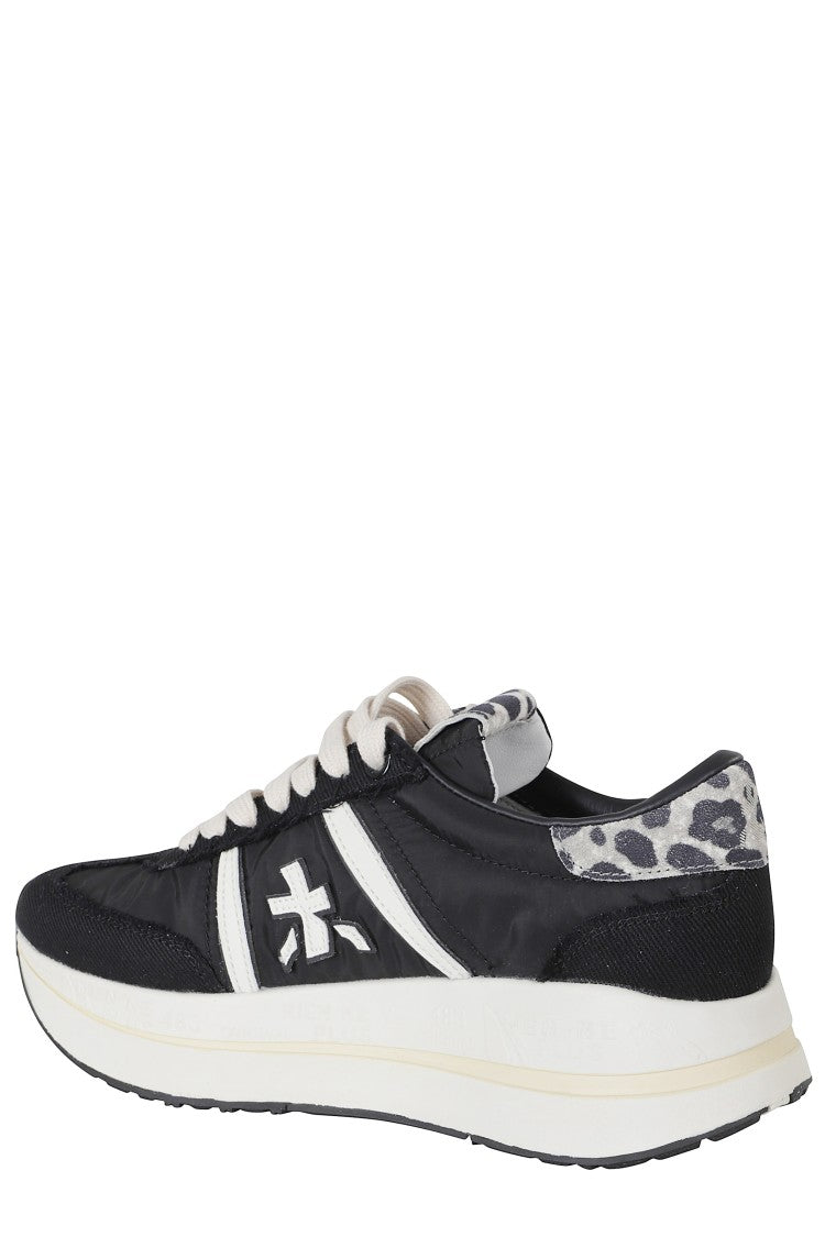 Premiata Black Bethcoin 8150 White-Logo Leather Sneakers