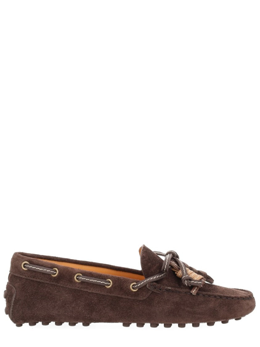 Tod's Suede Contrast Stitching Tassel Loafers