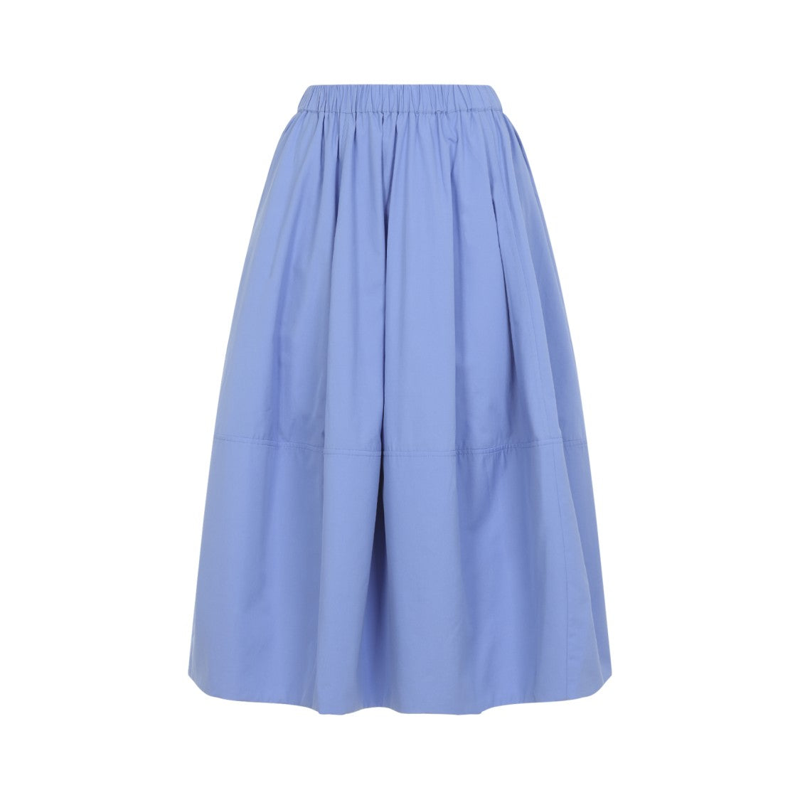 Co Vibrant Blue Mid-Length Skirt With Gathered Waistband
