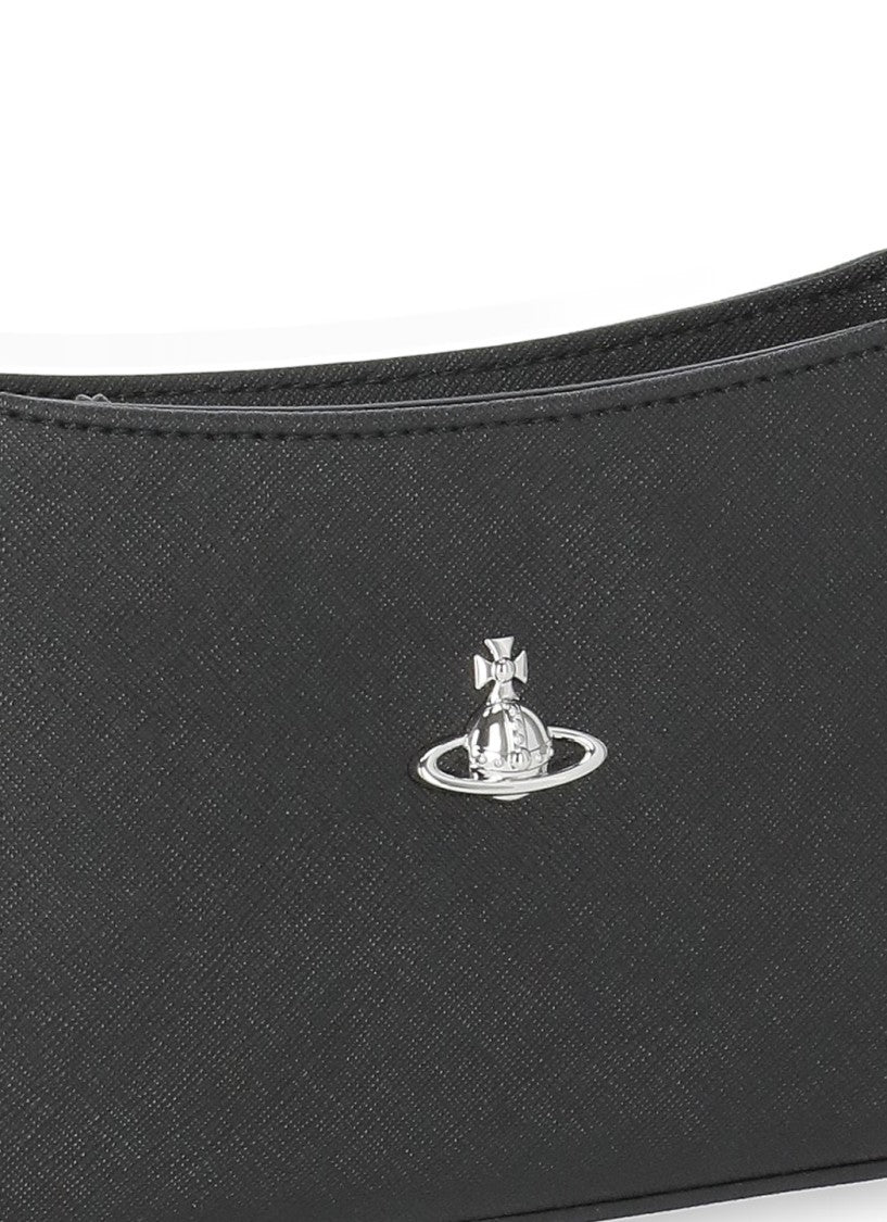 Vivienne Westwood Black Minimalist Removable Strap Emblem Shoulder Bag