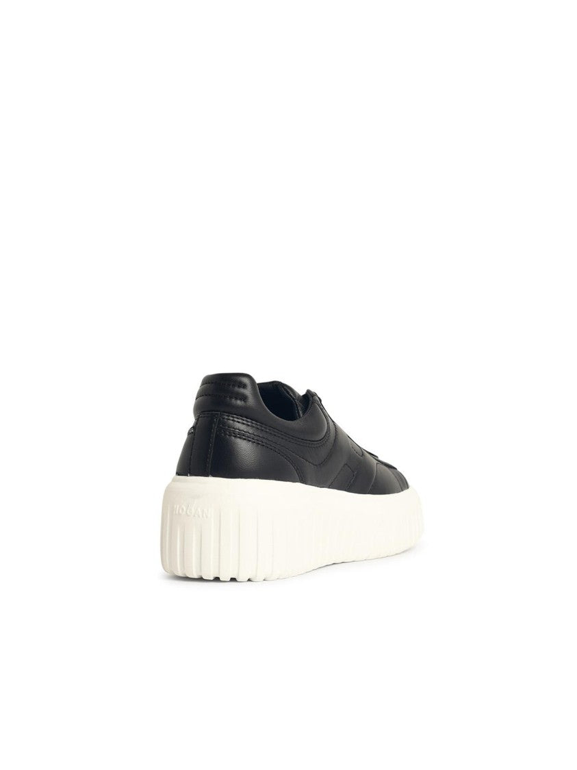 Hogan H-Stripes' Black Leather Sneakers