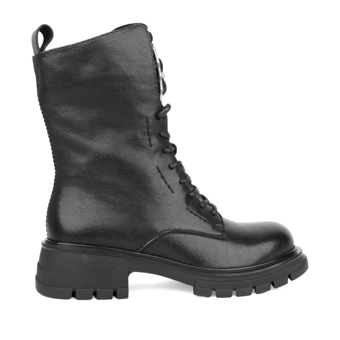 Linda Baumann Black Lace-Up Chunky Rubber Sole Leather Ankle Boots