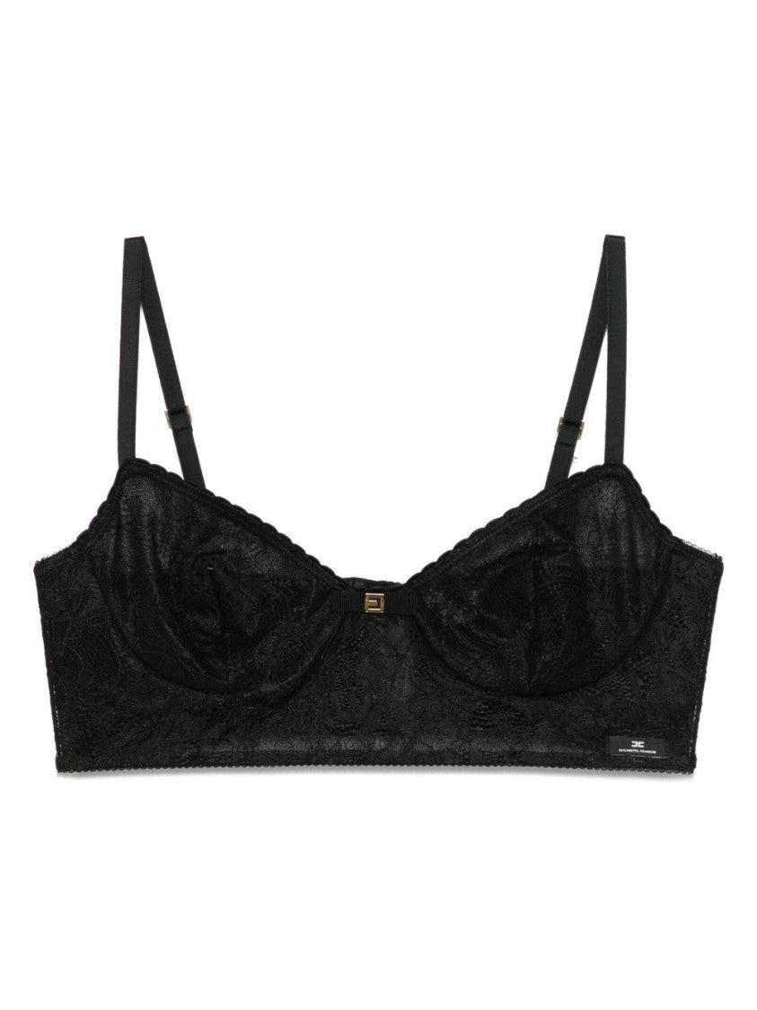 Elisabetta Franchi Structured Lace-Detail Black Elisabetta Franchi Top