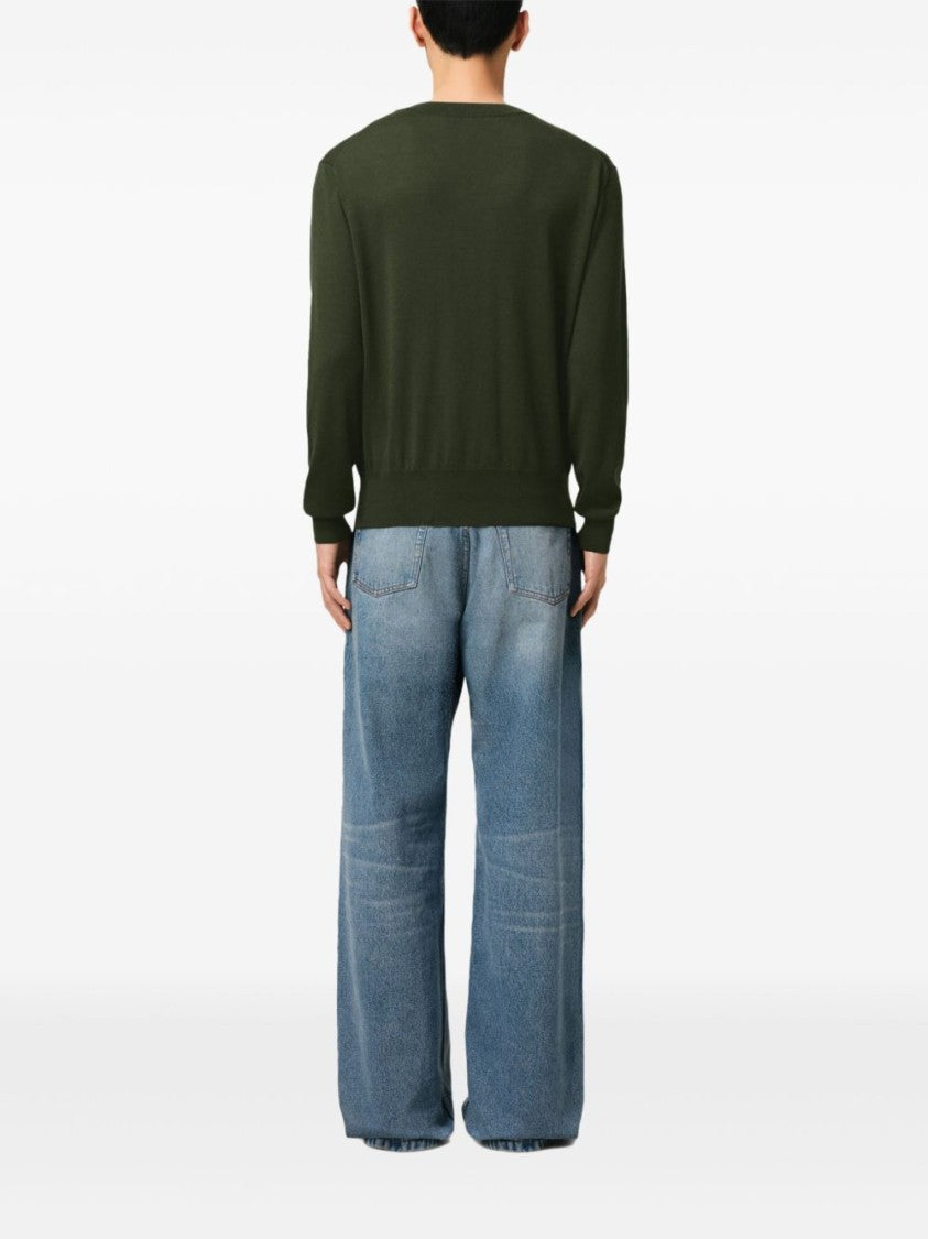 Ami Paris Moss Green V-Neck Sweatshirt