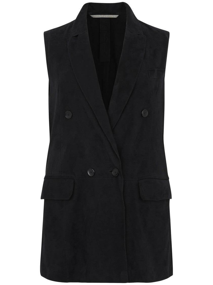 The Jack And Jackie Leathers Tailored Double-Breasted Jacket With Notched Lapels