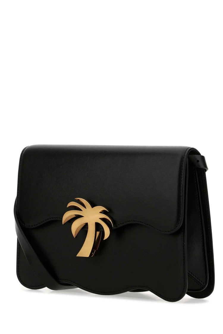 Palm Angels Black Leather Palm Beach Crossbody Bag