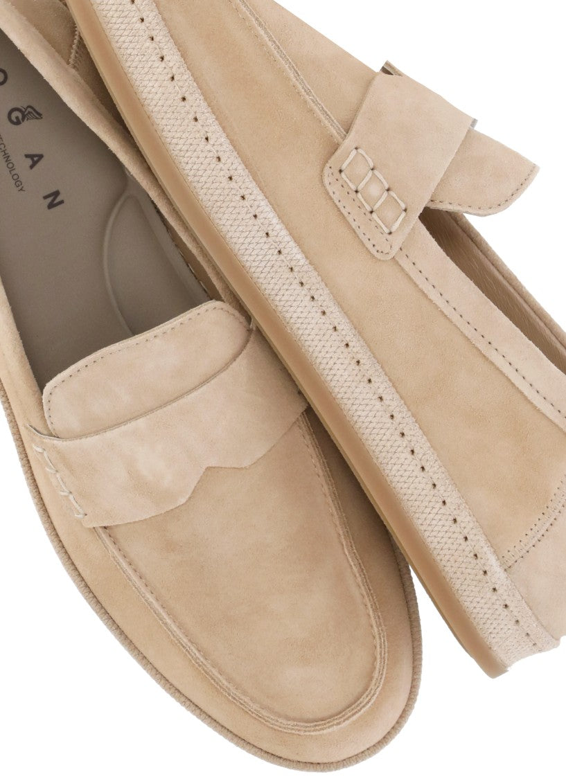 Hogan Beige Suede Leather H683 Loafers