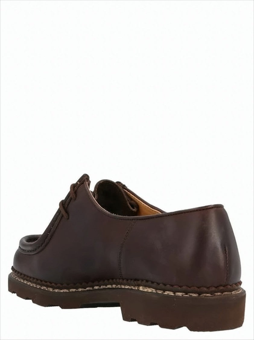 Paraboot Moc Toe Brown Leather Lace-Up Dress Shoes