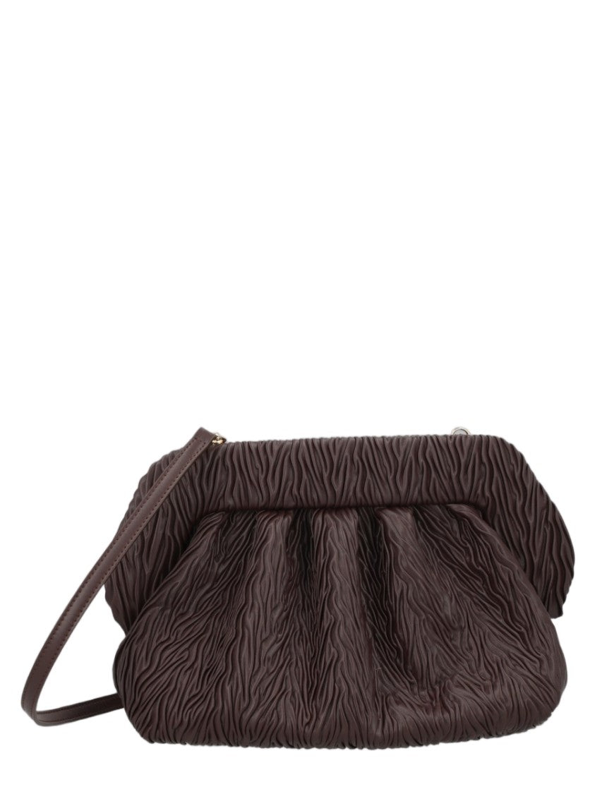 Themoirè Brown Ruched Wavy Pattern Handbag
