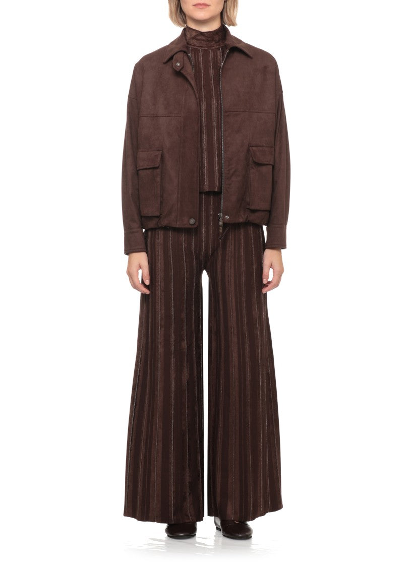 D. Exterior Brown Striped Lurex Viscose Tank Top