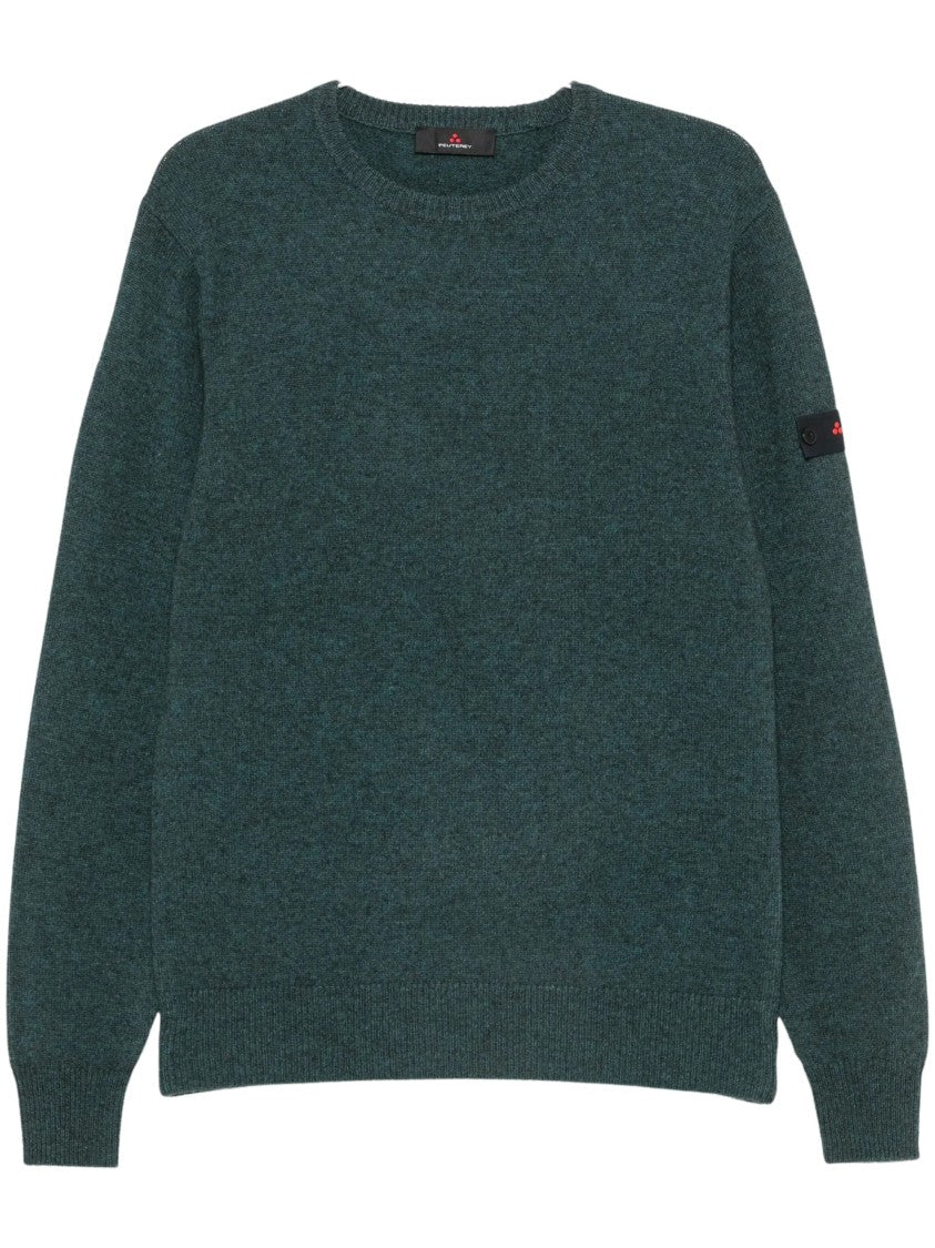 Peuterey Crew-Neck Sweater With Subtle Heathered Texture And Logo Patch