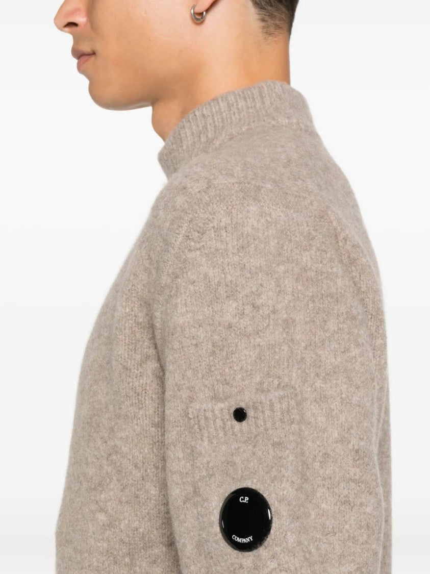 C.P. Company Lens-Detail Beige Knit Sweater