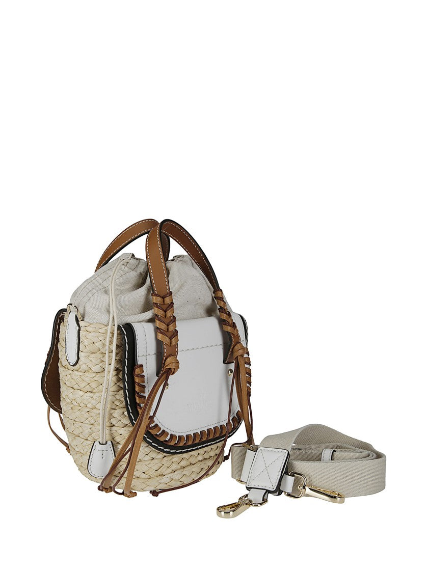 Cuba Lab Handbag In Leather And Raffia