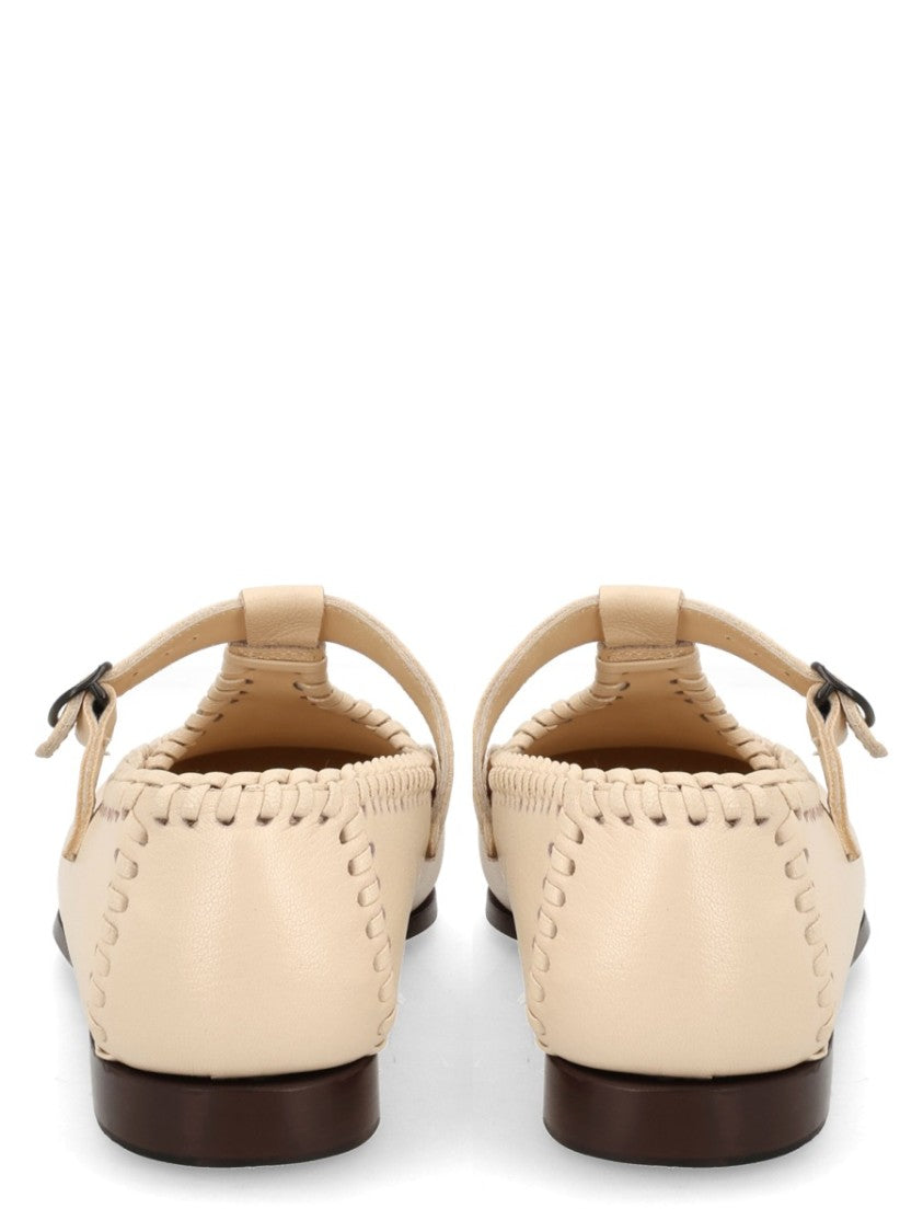 Hereu Neutrals Alcover Whipstitch Mary Jane Loafers