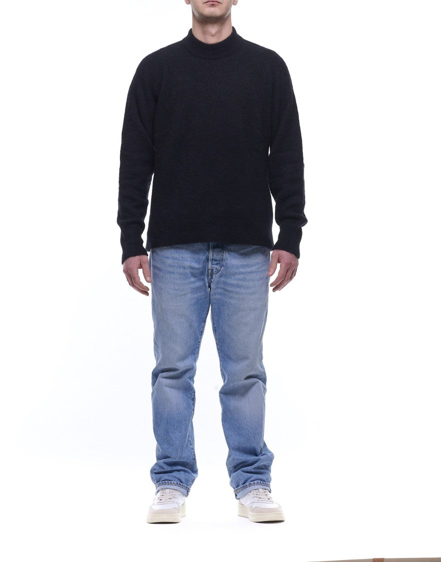 Atomofactory Black Brushed Crewneck Sweater