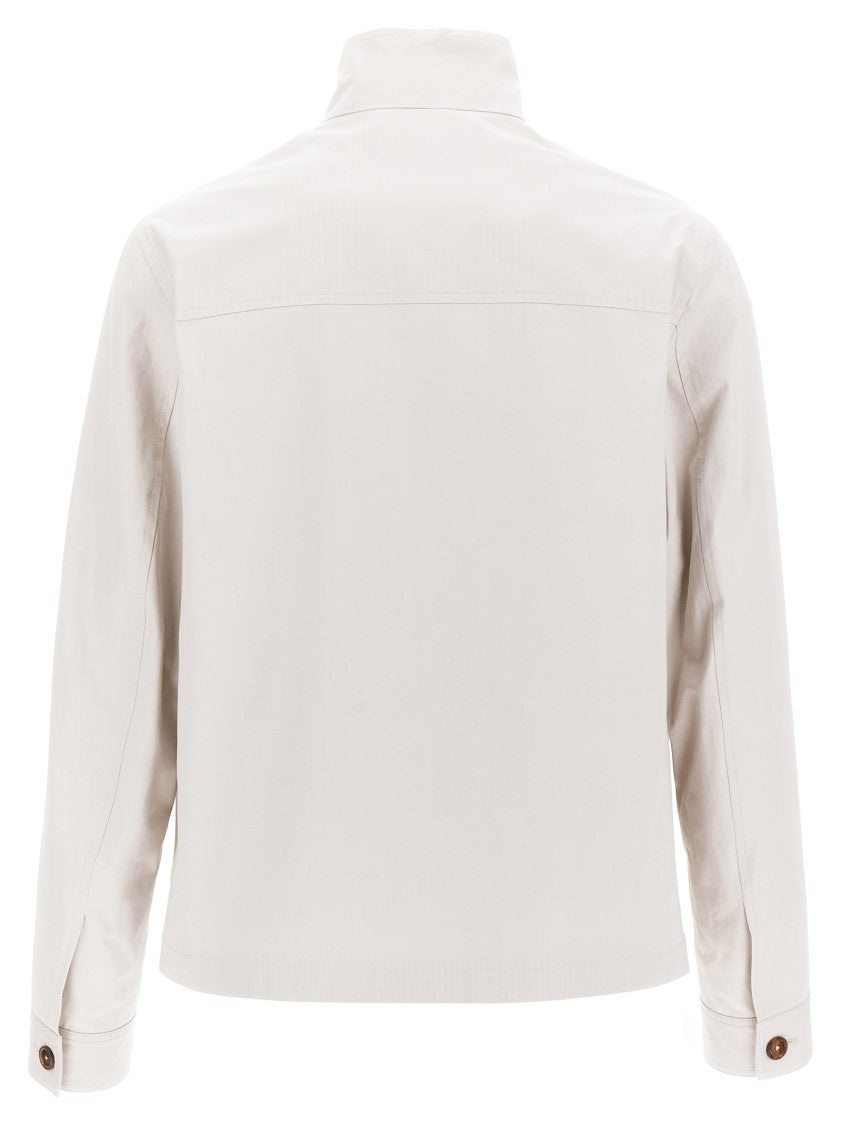 Dolce & Gabbana Tonal Embroidered Cotton Jacket With High Neck