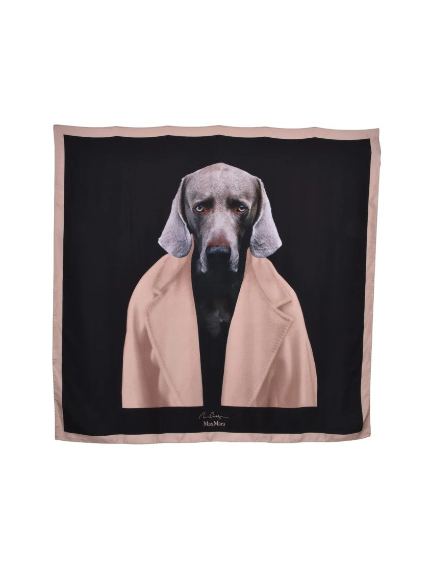 Max Mara Beige/Black Silk Printed Scarf