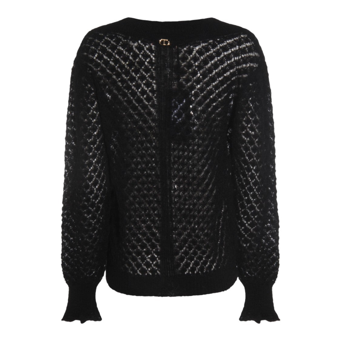 Twin-Set Openwork Pattern Black Knit Sweater