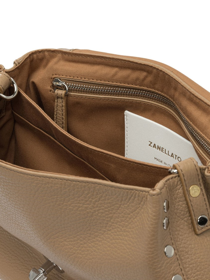 Zanellato Textured Leather Shoulder Bag With Detachable Strap