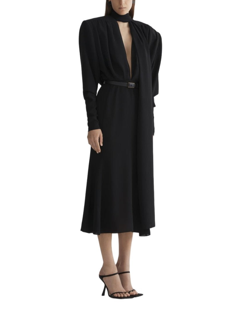 Mugler Midi Dress With Plunging Neckline