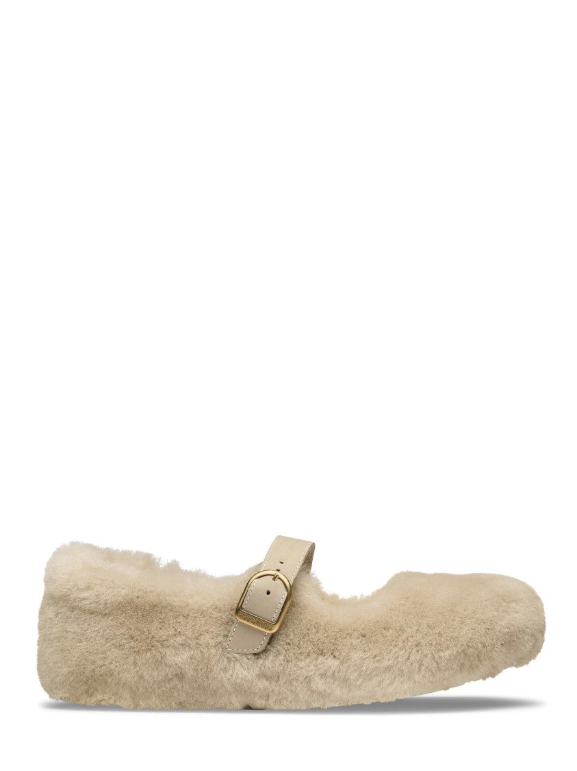 Birkenstock Sandcastle Santa Clarita S Textured Plush Leather Flats