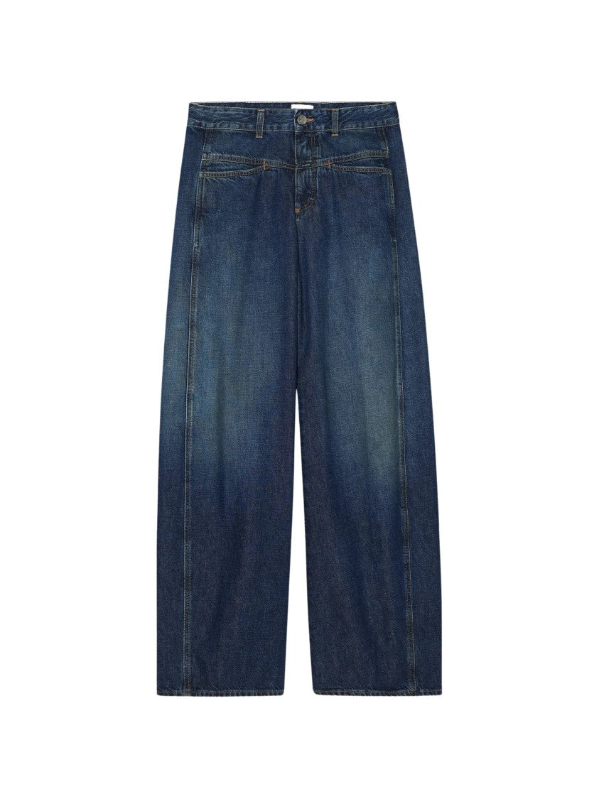 Closed Dark Blue Faded Wide-Leg Jeans