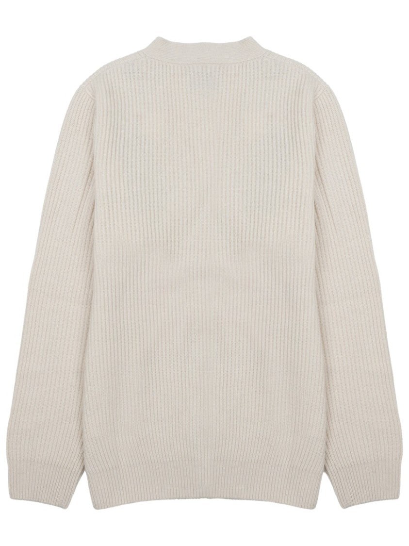 Mc2 Saint Barth Black Ribbed Knit Wool Cardigan