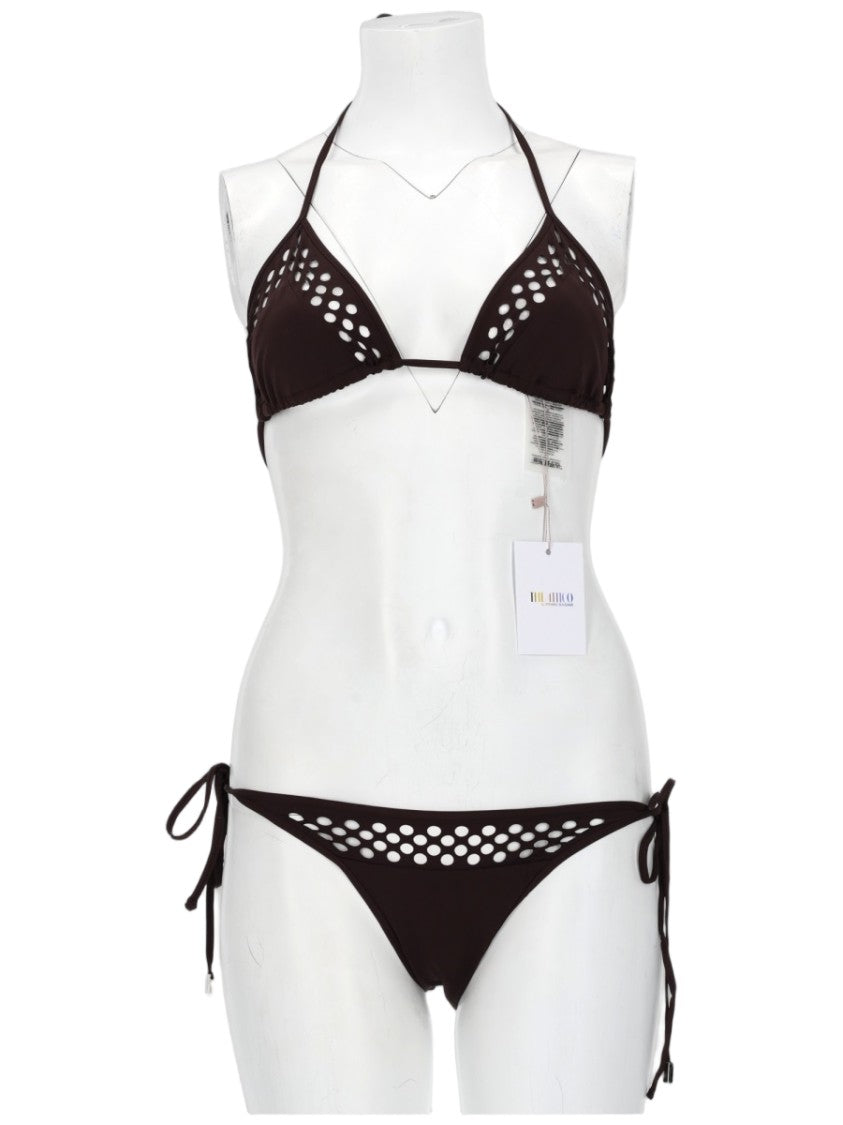 The Attico Perforated Triangle Top Bikini Set