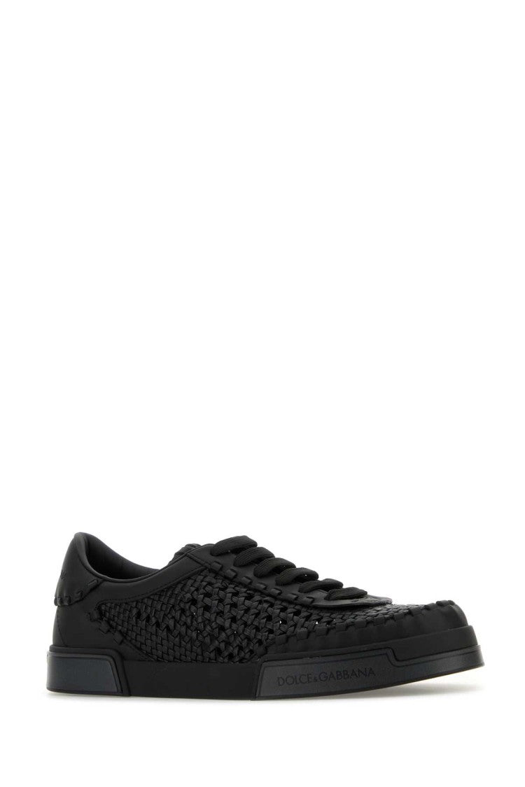 Dolce & Gabbana Black Leather Portofino Sneakers
