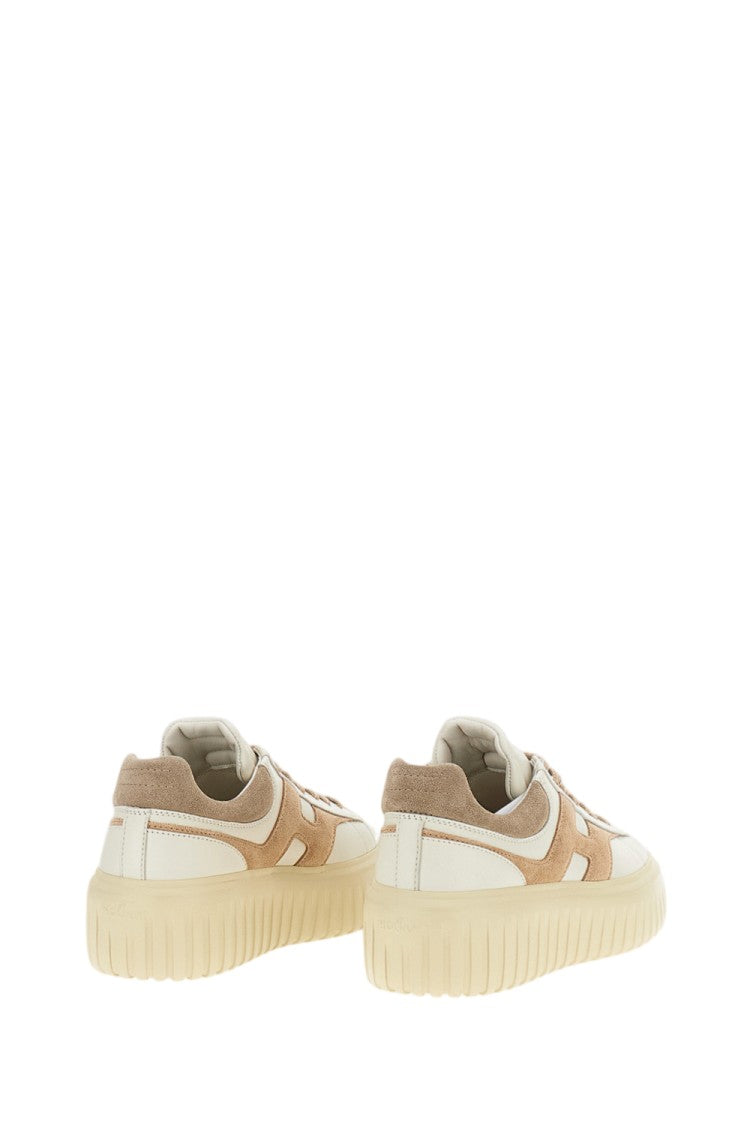 Hogan Beige Nappa Leather H-Stripes Sneakers