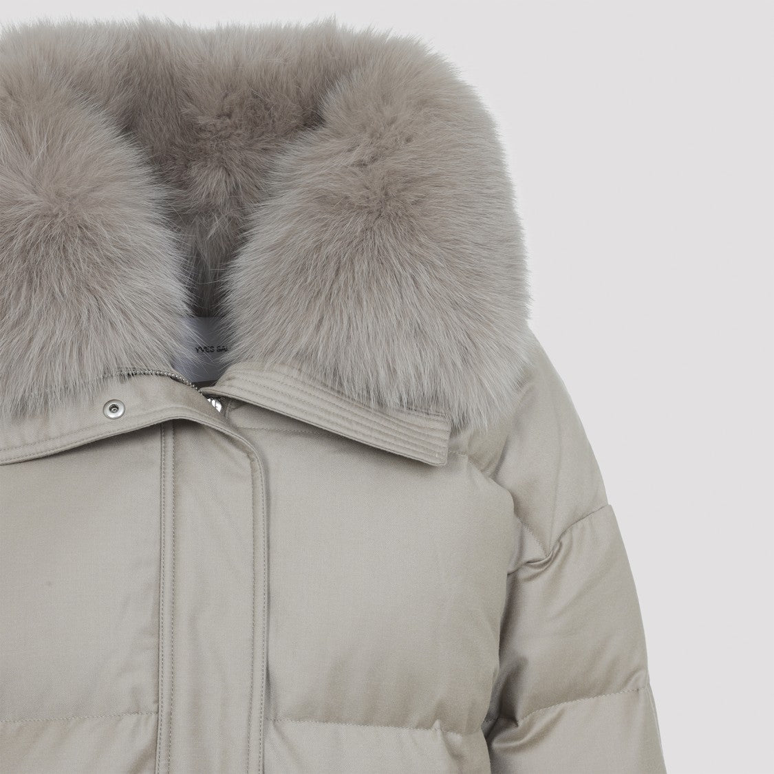 Yves Salomon Quilted Beige Mink Down Jacket With Detachable Collar